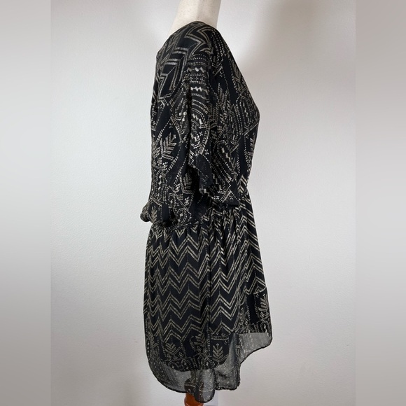 Free People Love My Chaos Tunic Dress Size Small Black Gold Geometric Drawstring - Picture 4 of 15